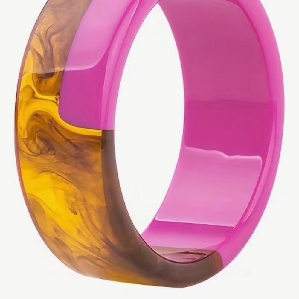 Pink and Yellow Swirl Bangle Bracelet